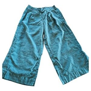 Athleta Linen Teal Blue Wide Leg Boho Cottagecore Resort Pants sz 16T